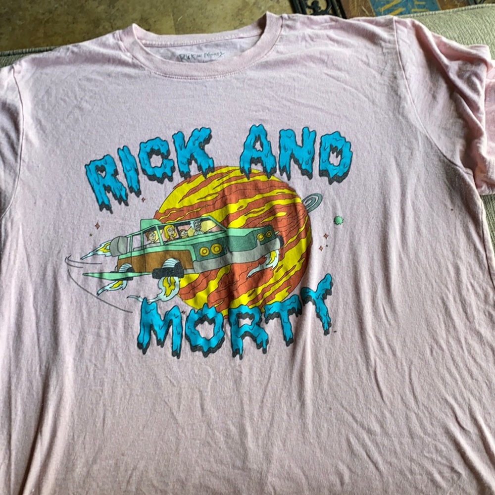 Rick and morty pink graphic tee